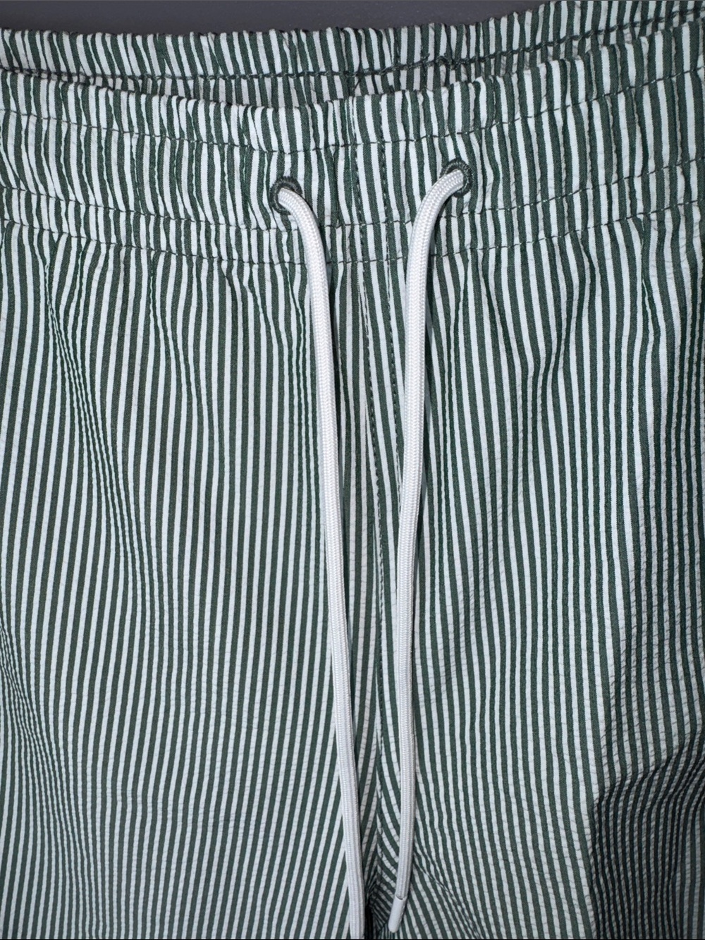 Abercrombie & Fitch Seersucker Swim Trunks Green Stripe Size Large - Picture 6 of 11